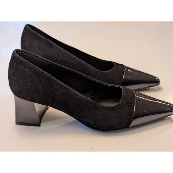 Vagabond Shoemakers Altea Black Suede & Patent Cap-Toe Pumps - 36 (US 6) - Picture 4 of 9